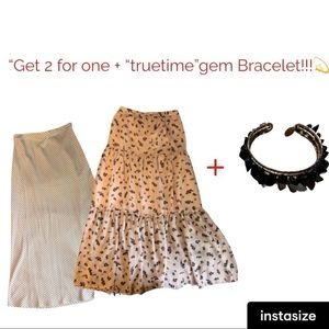 SOLD! “FOREVER 21”Bundle! Sheer floral A-line maxi skirt & midi Satin Slip.SizeS